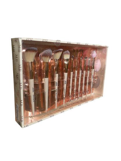 Set de Brochas de Maquillaje Profesional MB – 12 Piezas + Esponjas | Acabado Flawless